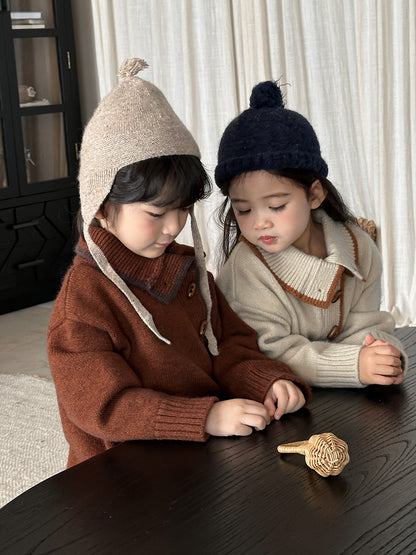 Diagonal front opening polo knit