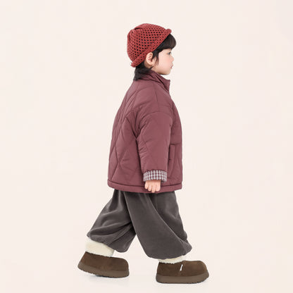 二重キルティング中綿コート