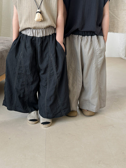 バイカラーデニムワイドパンツ