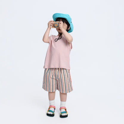 控えめ子犬プリント純綿タンクトップ