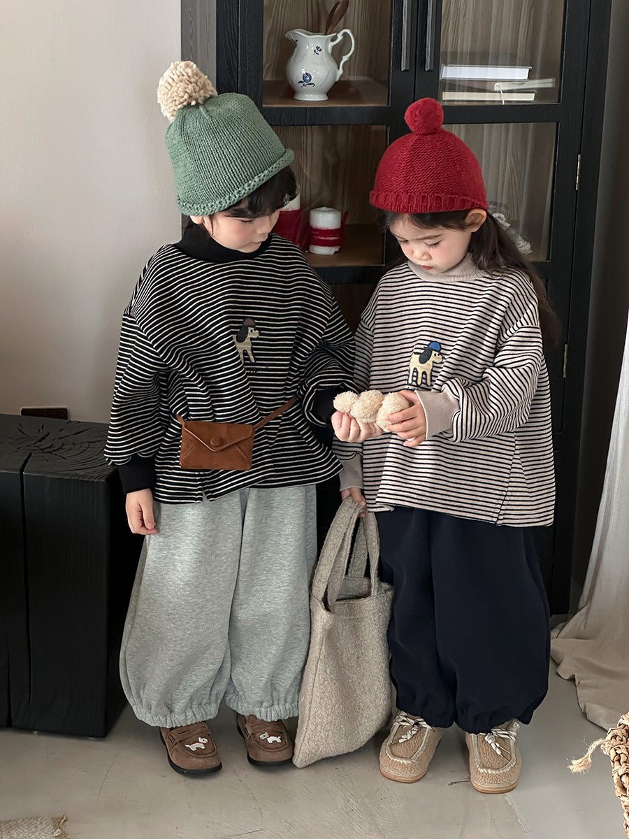 裏ボアボーダーハイネックスウェット