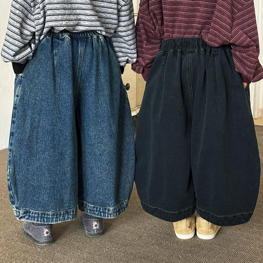 センターラインデニムロングパンツ