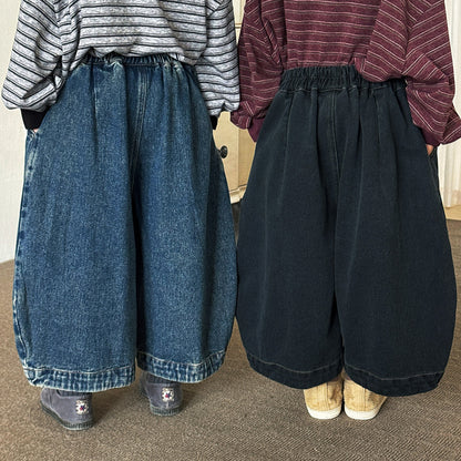 センターラインデニムロングパンツ