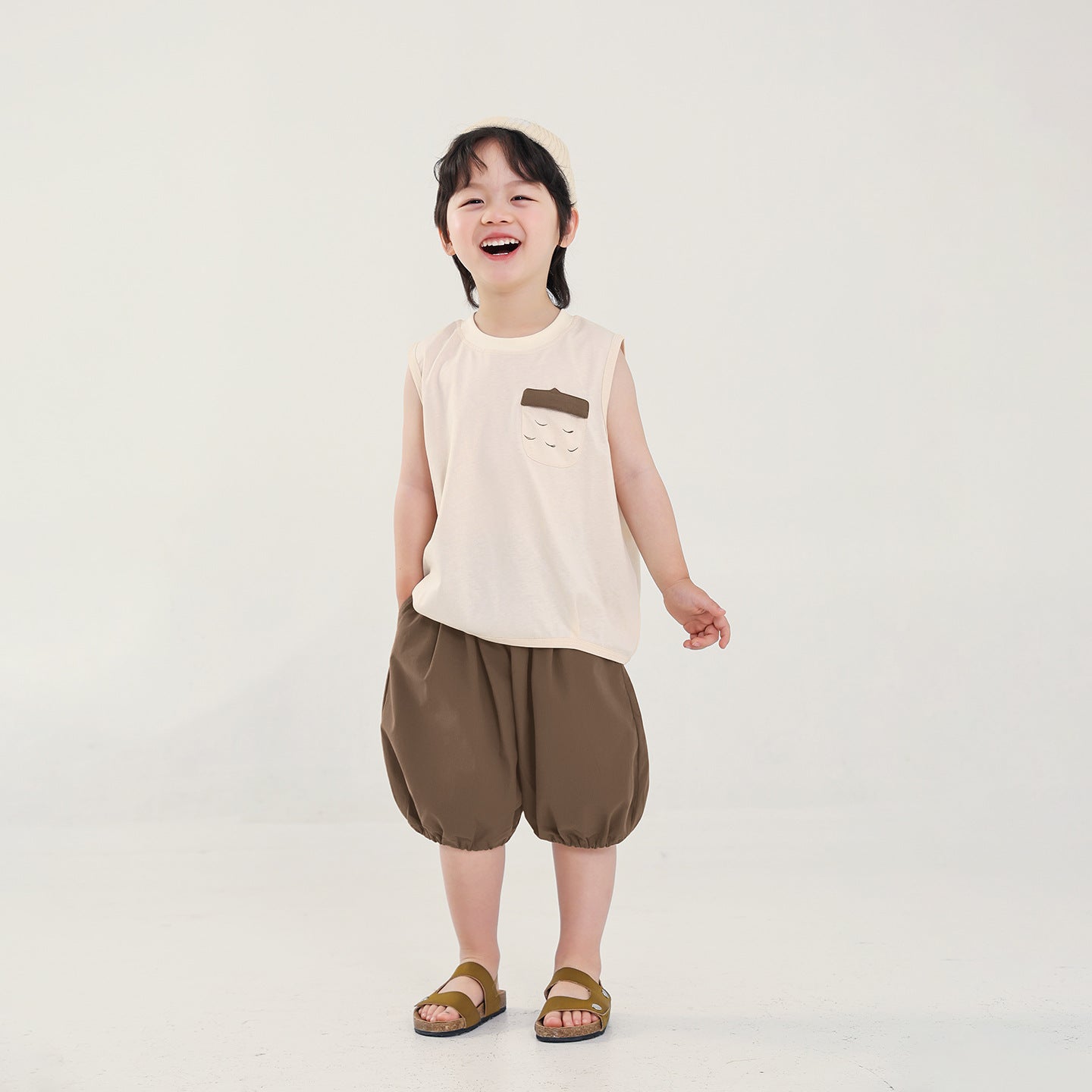 栗ポケットタンクトップ＆ショートパンツ2点セット