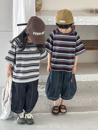 薄手ワイド七分デニムパンツ