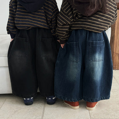 裏ボアヴィンテージデニムワイドパンツ