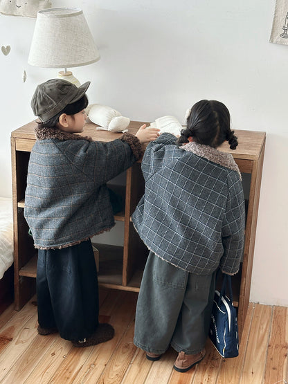 ボアフリースチェック柄コート