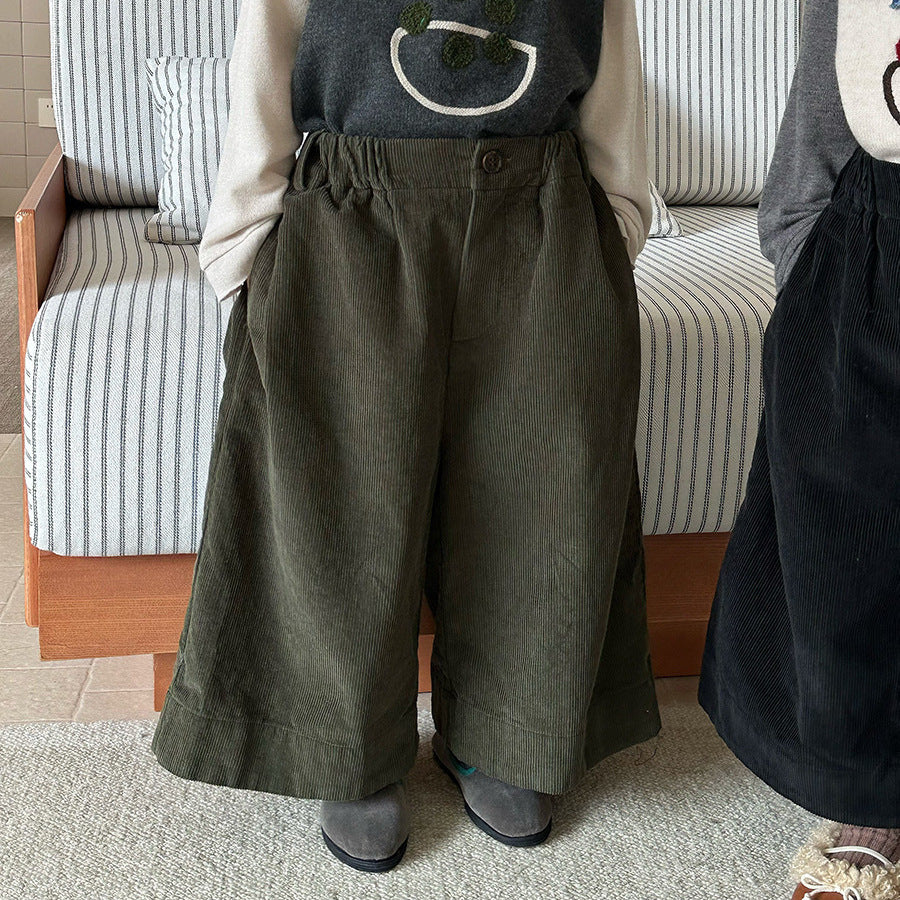 コーデュロイワイドロングパンツ