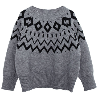 ノルディック柄厚手ニット