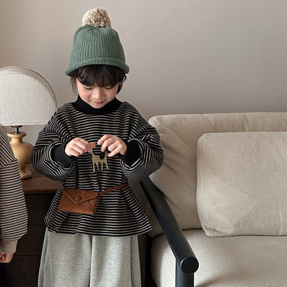 裏ボアボーダーハイネックスウェット