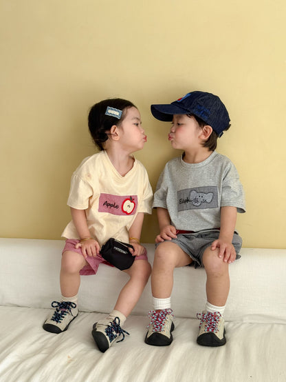 細チェック半袖Tシャツ＆ショートパンツセット