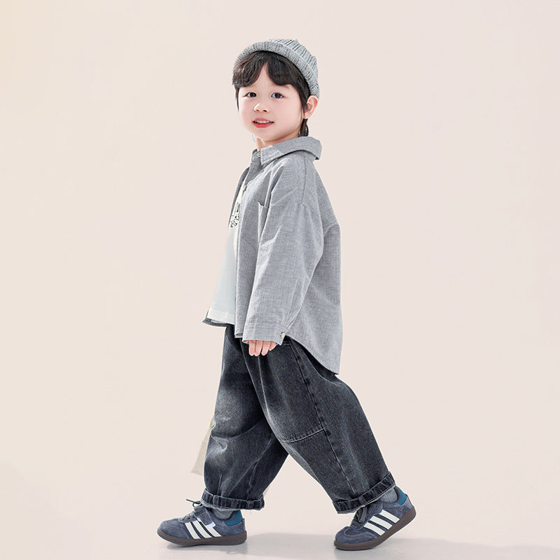 立体糸ストライプシャツ