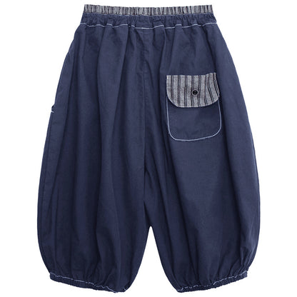 異素材ストライプ切替バルーン七分パンツ