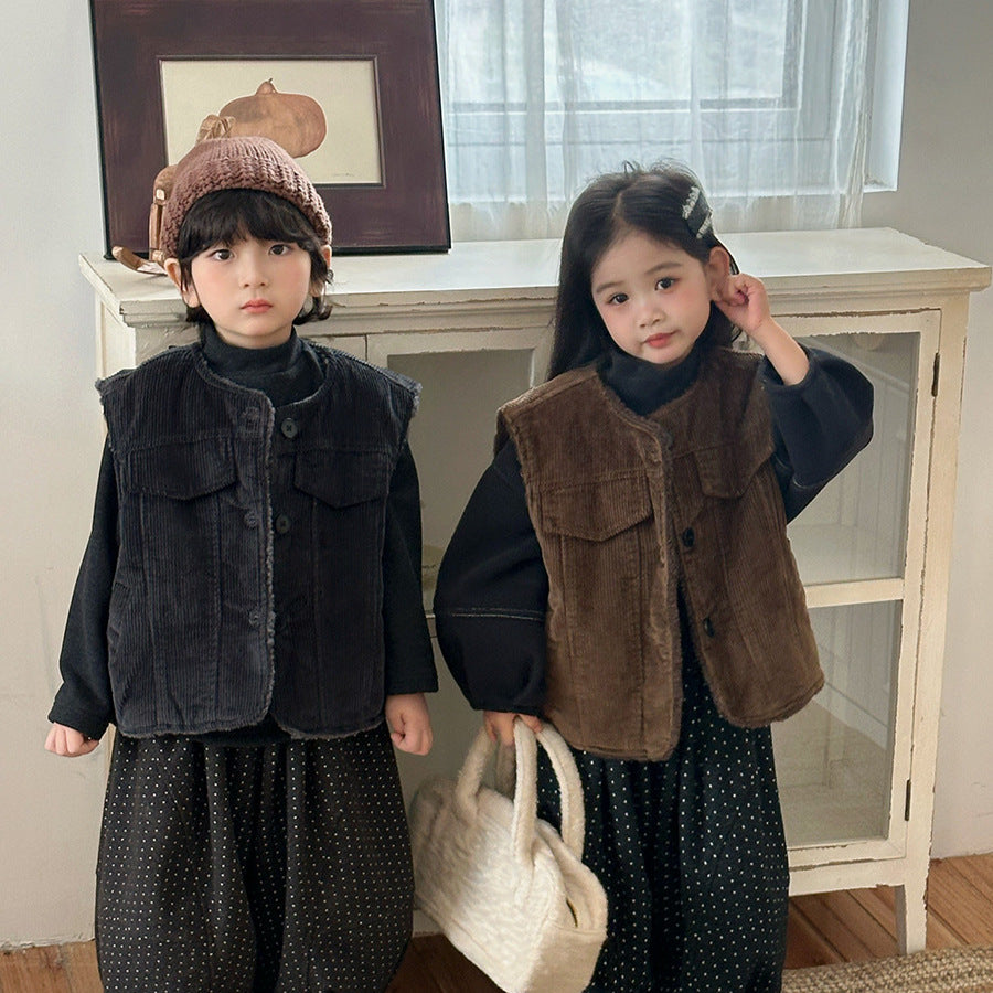 コーデュロイユニセックスベスト