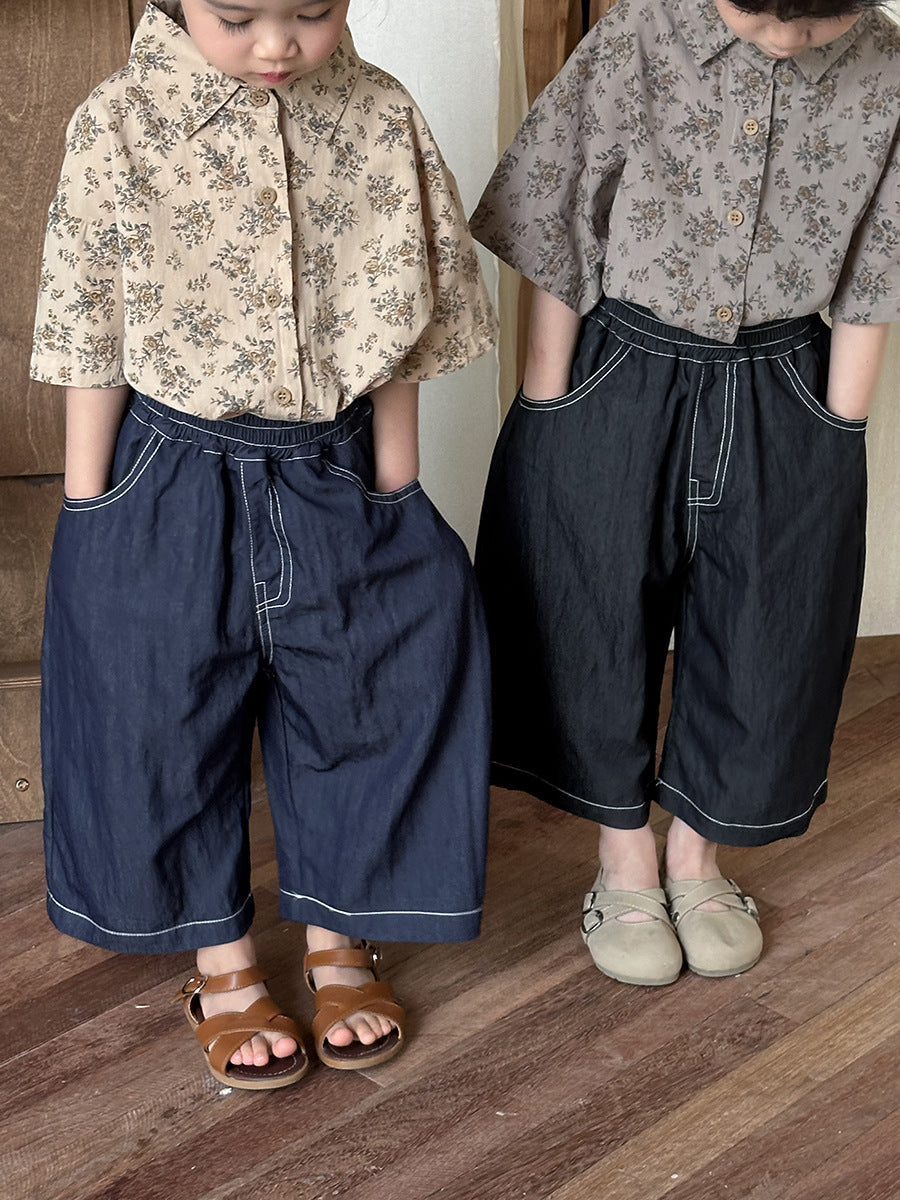 薄手ワイドデニムパンツ