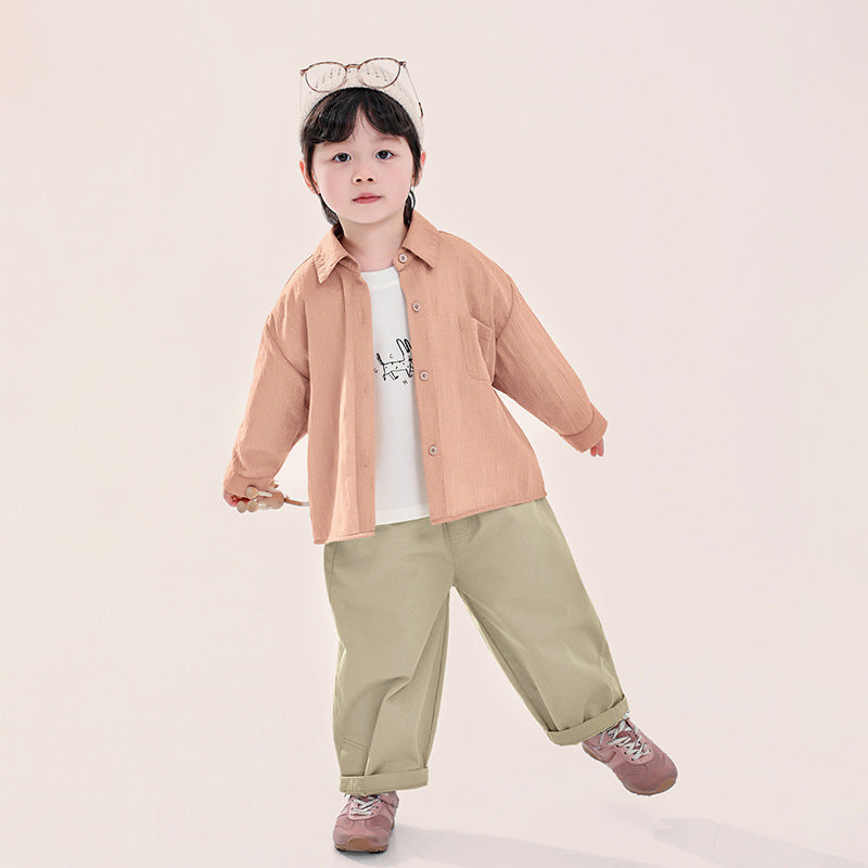 クレープ風素材薄手シャツ