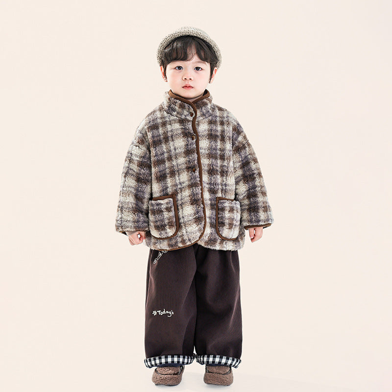 チェックボアコート