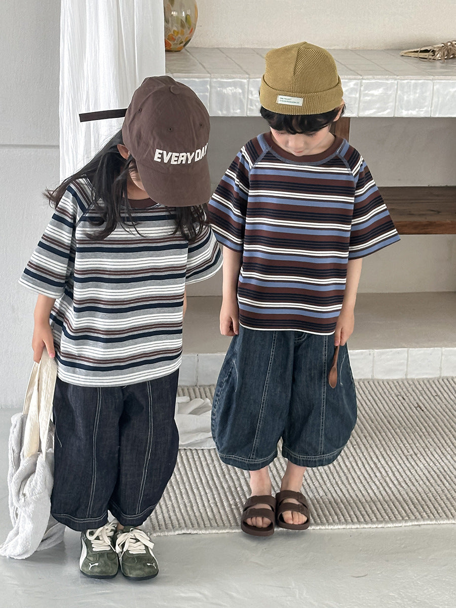 ボーダー柄ステッチTシャツ