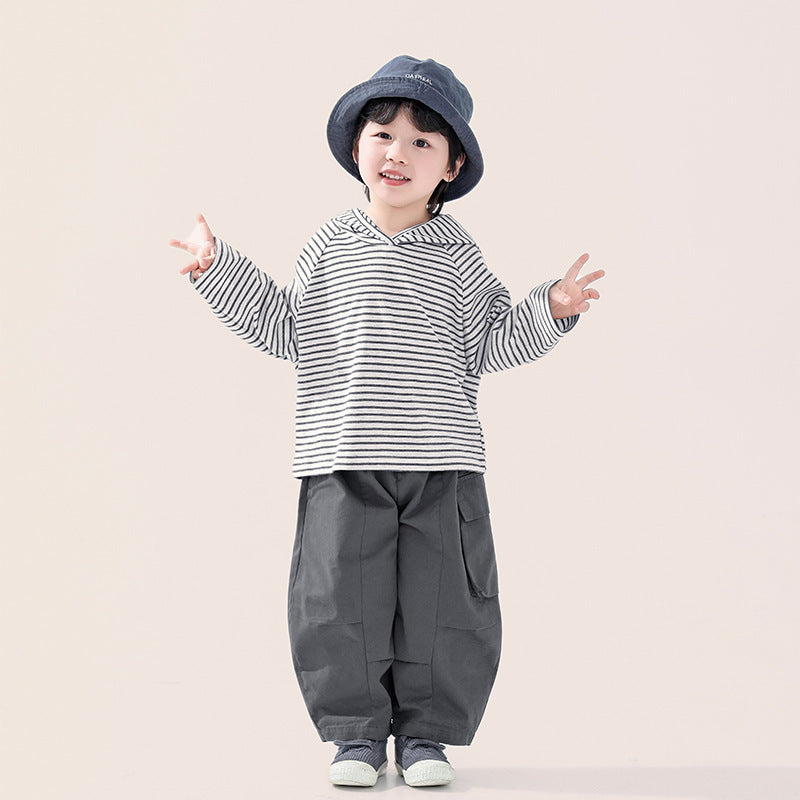 ニュアンスグレーボーダーパーカー