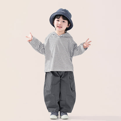 ニュアンスグレーボーダーパーカー