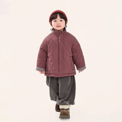 二重キルティング中綿コート