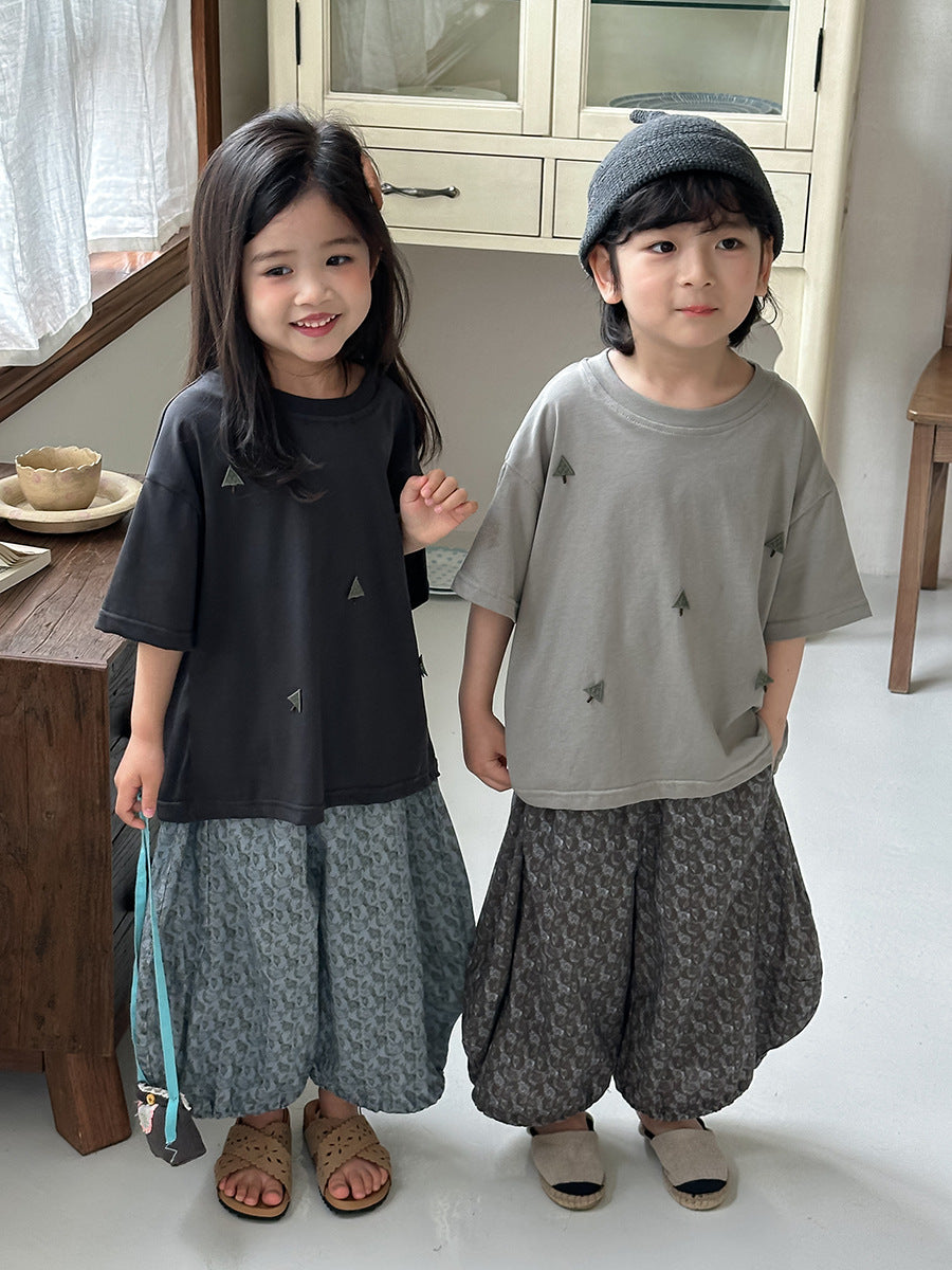 三角の木ワッペン半袖Tシャツ