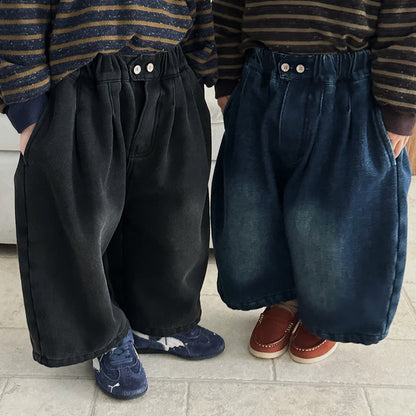 裏ボアヴィンテージデニムワイドパンツ