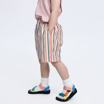 カラフルストライプ純綿ハーフパンツ