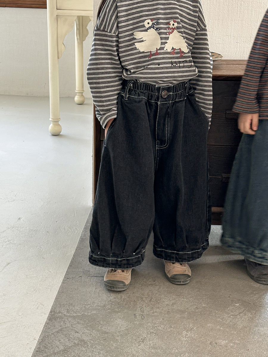 ヴィンテージ感ワイドデニムパンツ