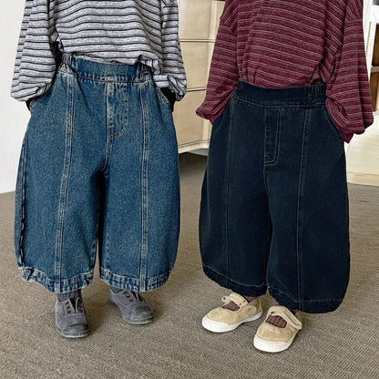 センターラインデニムロングパンツ
