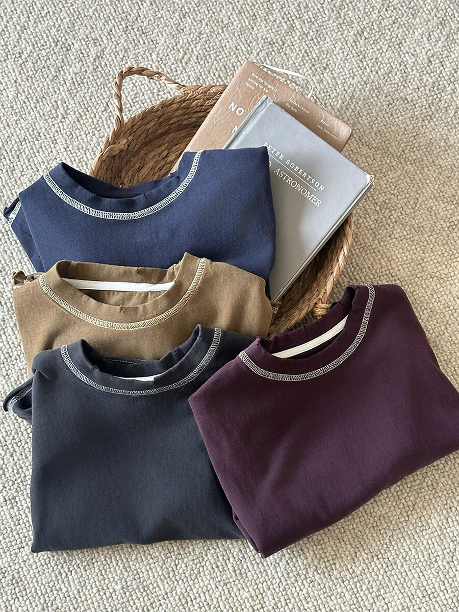 ダメージ加工ステッチデザインロングT