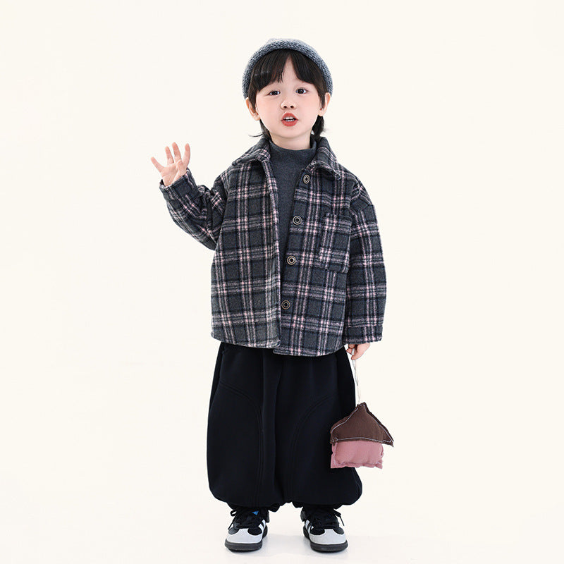 チェック裏ボアシャケット