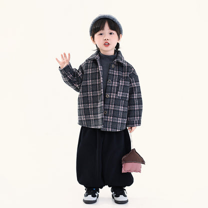 チェック裏ボアシャケット