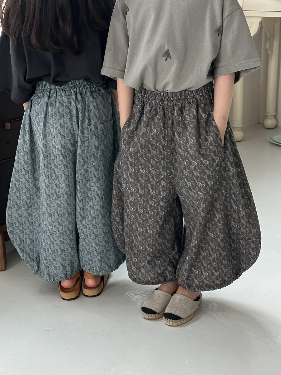 全面プリントコットンロングパンツ