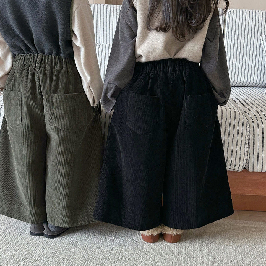 コーデュロイワイドロングパンツ