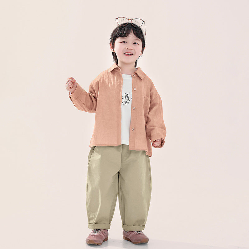 クレープ風素材薄手シャツ