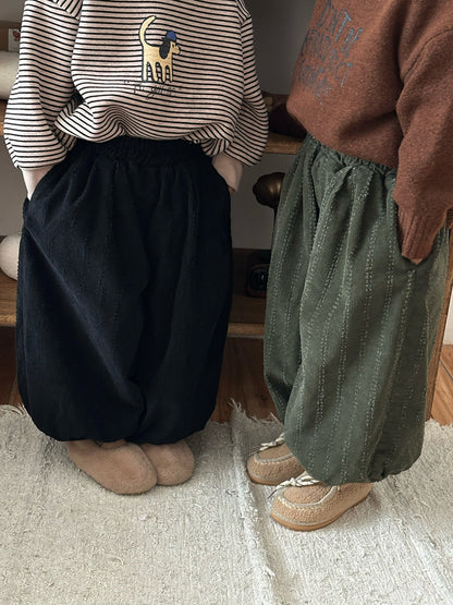 コーデュロイ裏ボアストライプパンツ