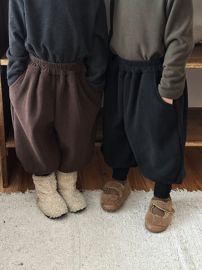 裾リブ厚手裏ボアパンツ