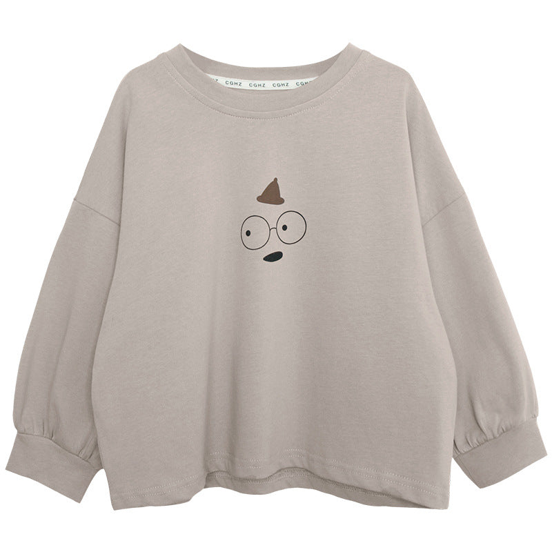 シンプルプリント純綿ロングTシャツ