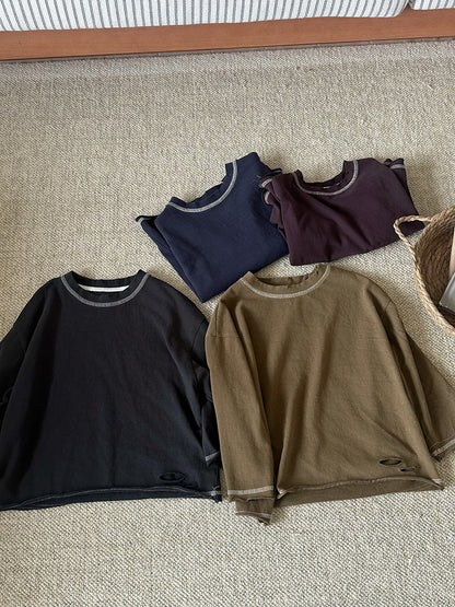 ダメージ加工ステッチデザインロングT