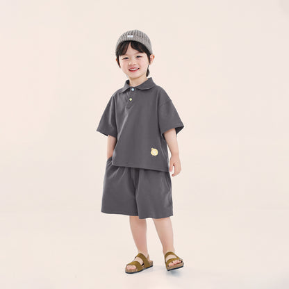 カラーボタンポロシャツ＆ショートパンツ2点セット