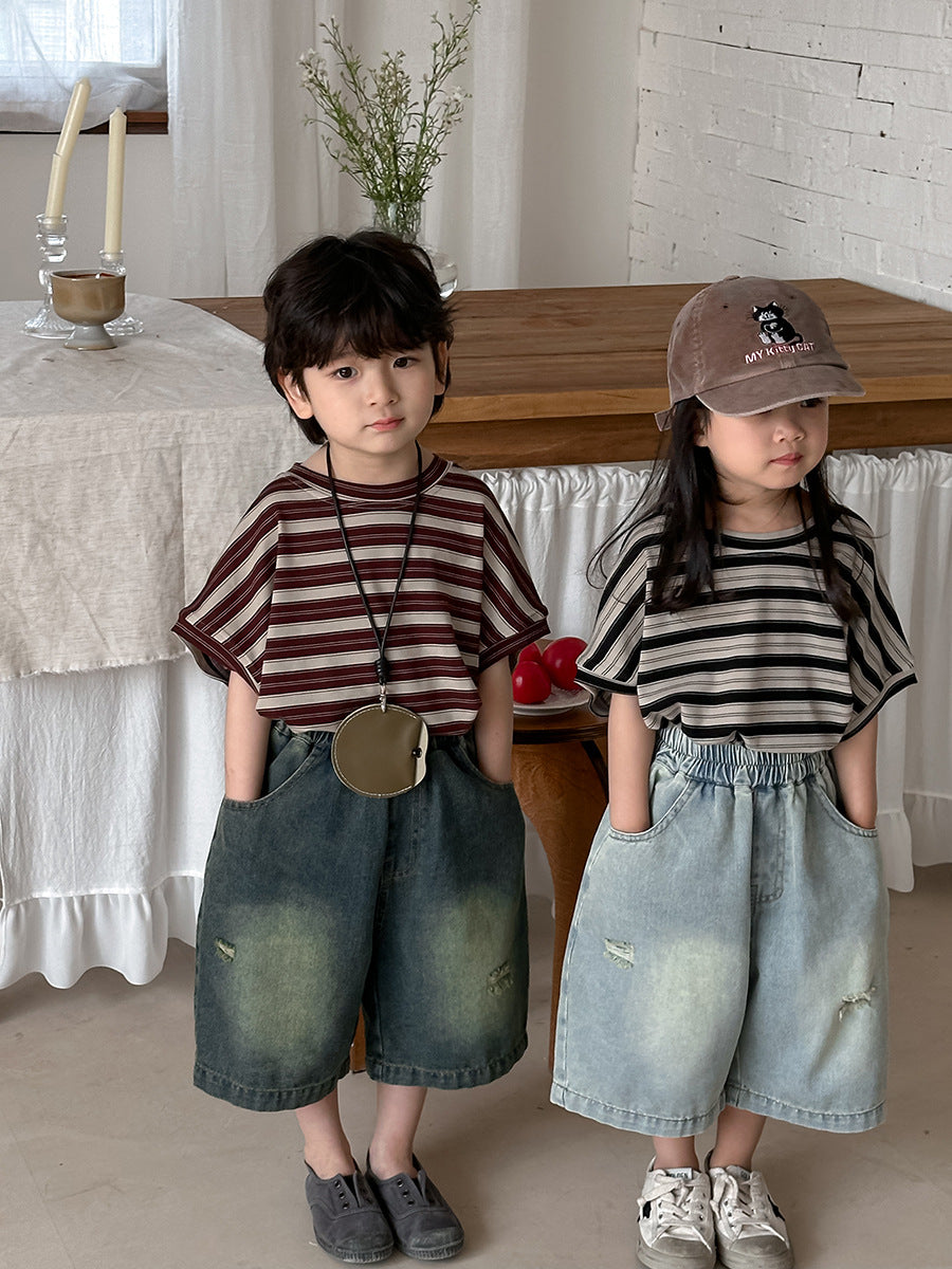 ワイド七分丈デニムパンツ