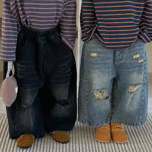 ダメージ加工ヴィンテージデニムパンツ