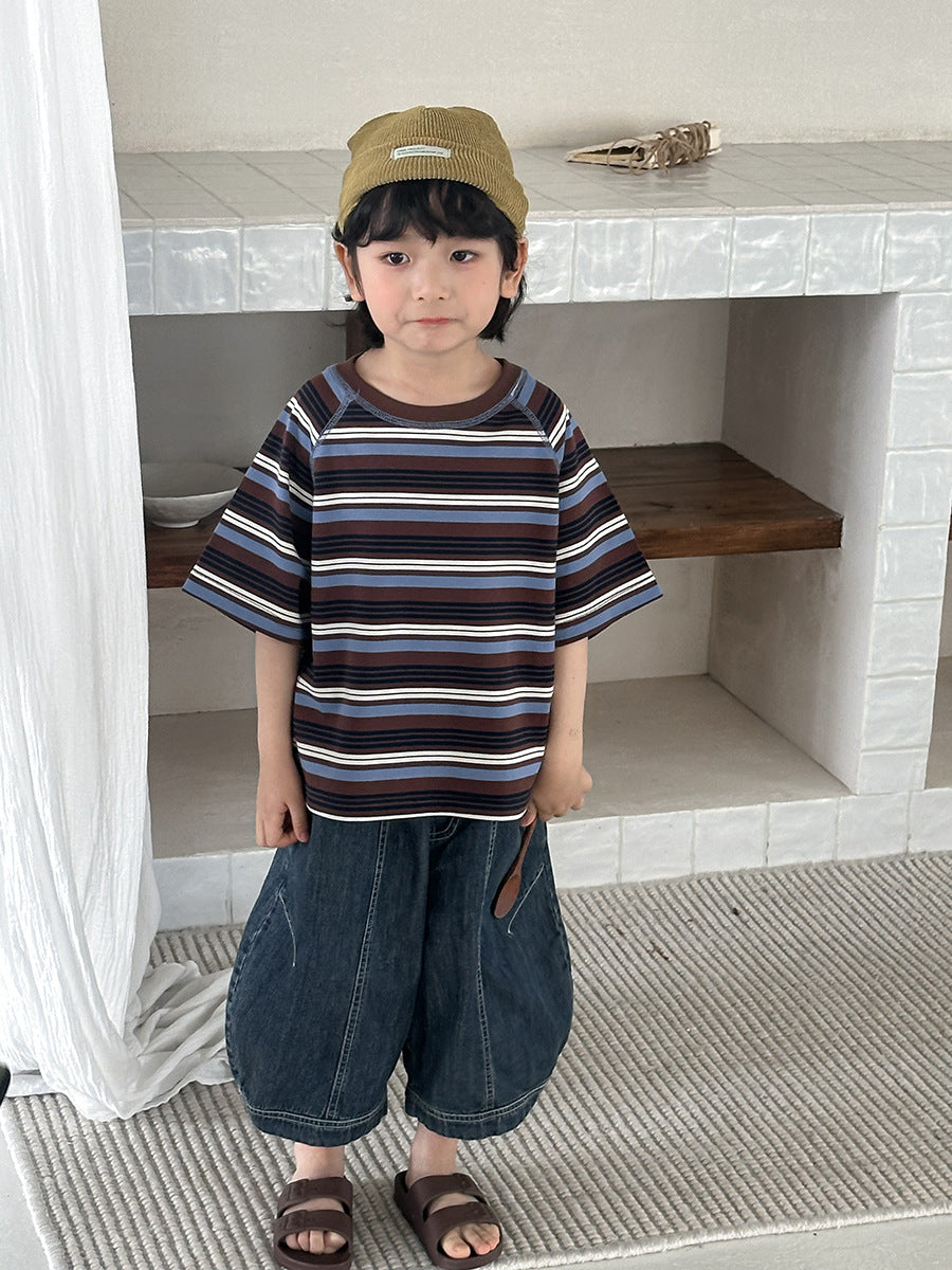 ボーダー柄ステッチTシャツ