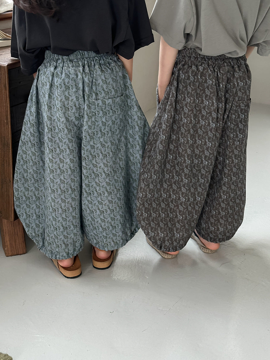全面プリントコットンロングパンツ