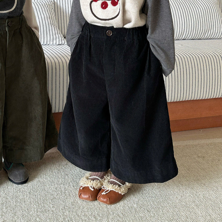 コーデュロイワイドロングパンツ