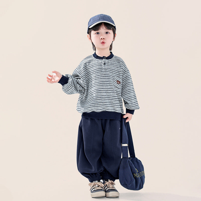 ヘンリーネックボーダースウェット