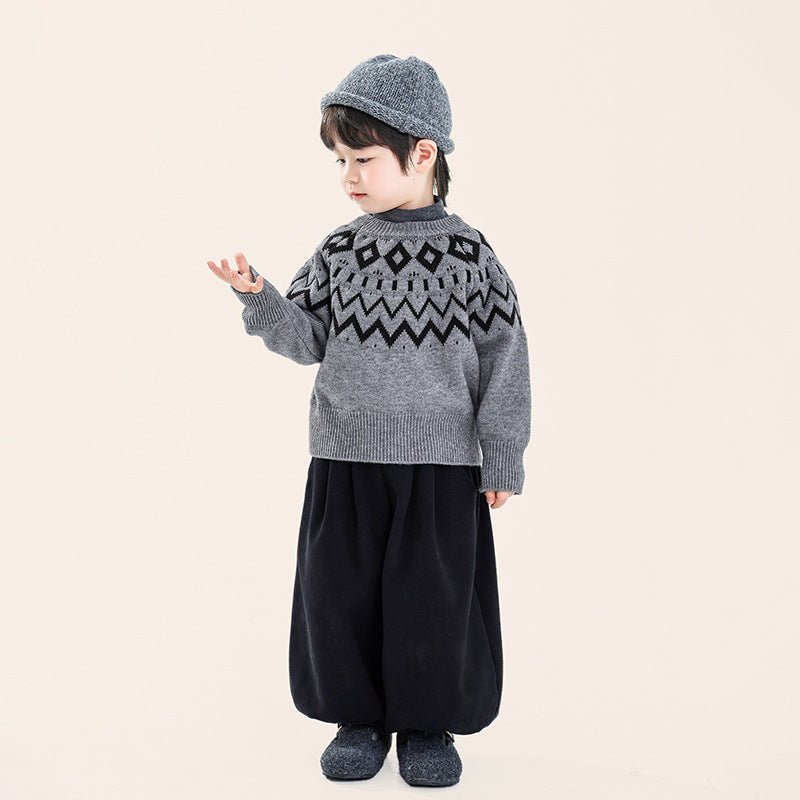 ノルディック柄厚手ニット