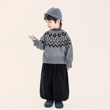 ノルディック柄厚手ニット