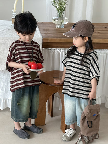 ボーダードロップショルダーTシャツ